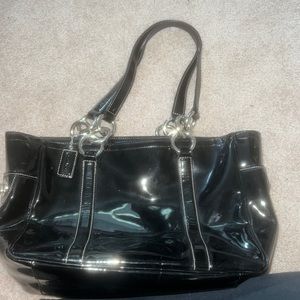 Shiny black Coach bag